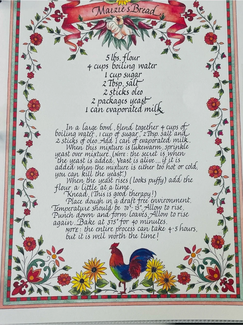 The Family Recipe Collection Book - Blue & Green Floral Cover